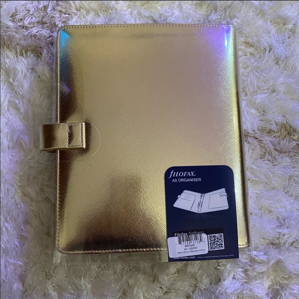 Filofax A5 Planner gold saffiano